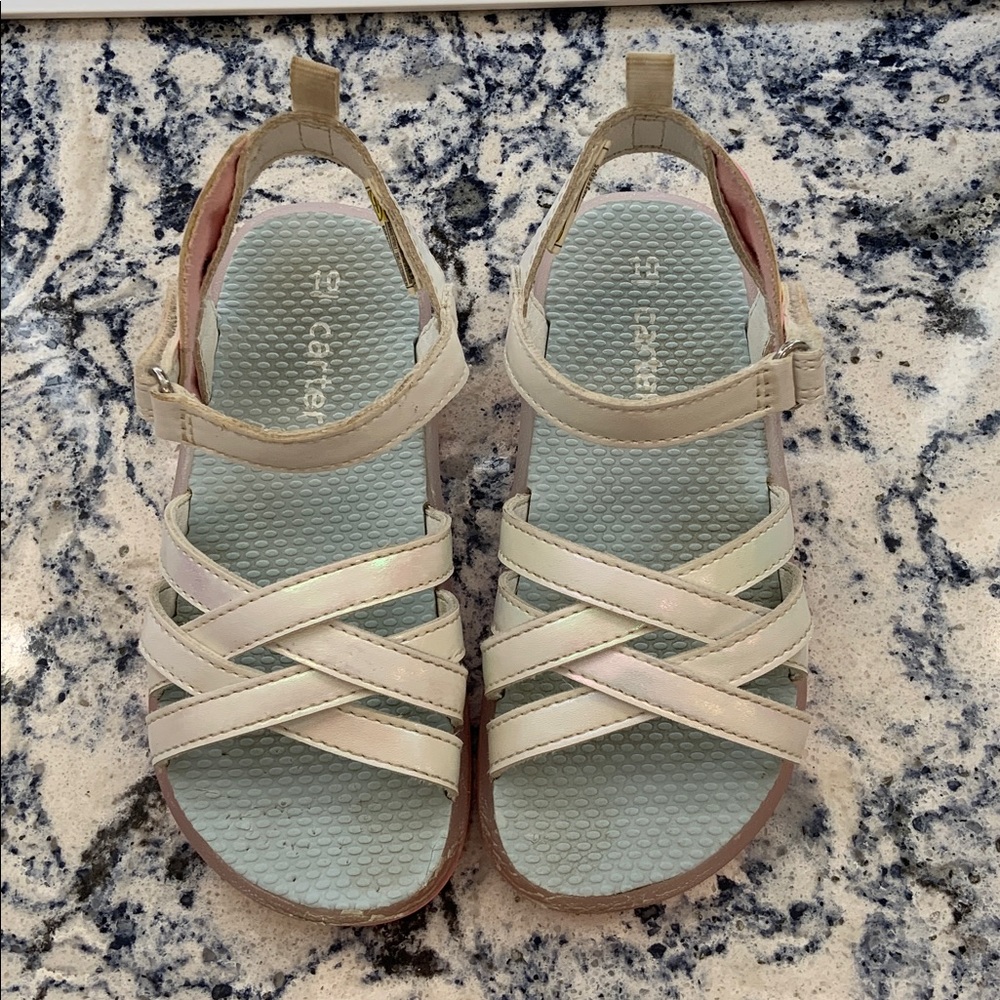 Cat & Jack Cream Strappy Sandals whit lights size 10